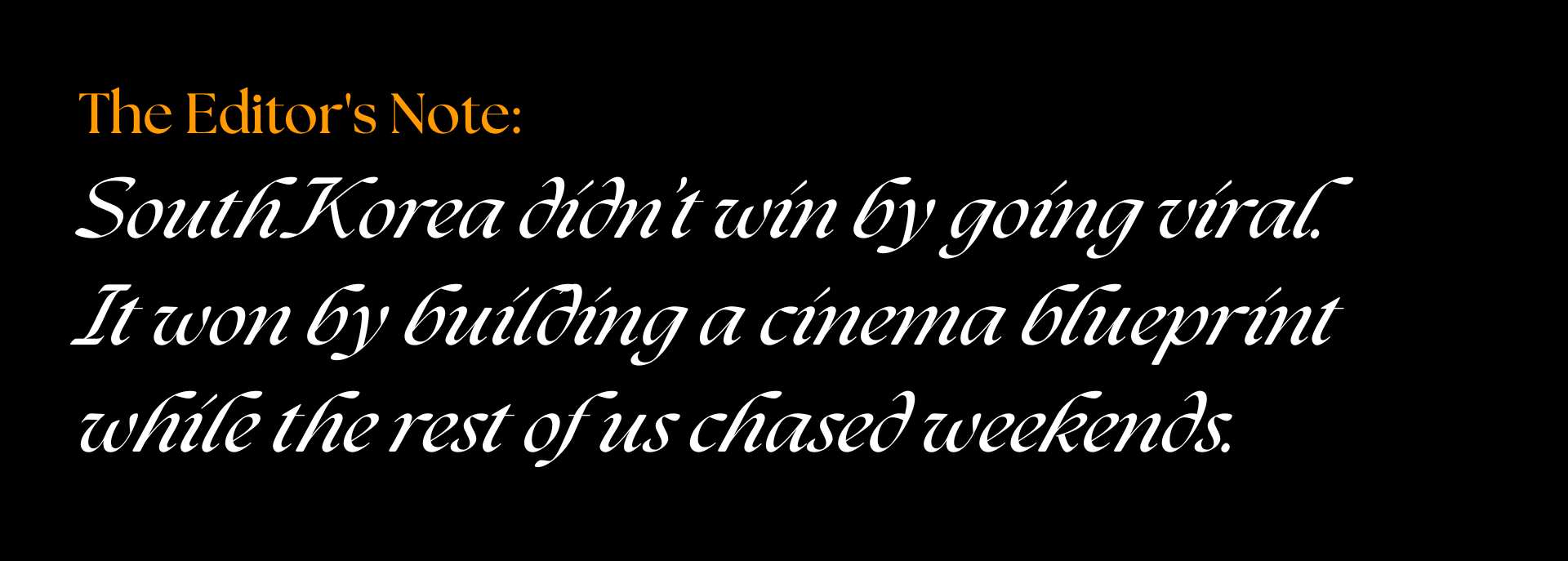 The South Korean Boom: Cinema, Culture, Commerce